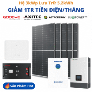 Hệ 3kWp lưu trữ 5.2kwh