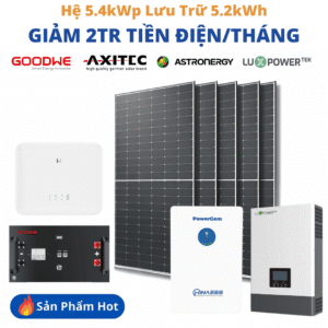 Hệ 5.4kWp lưu trữ 5.2kWh